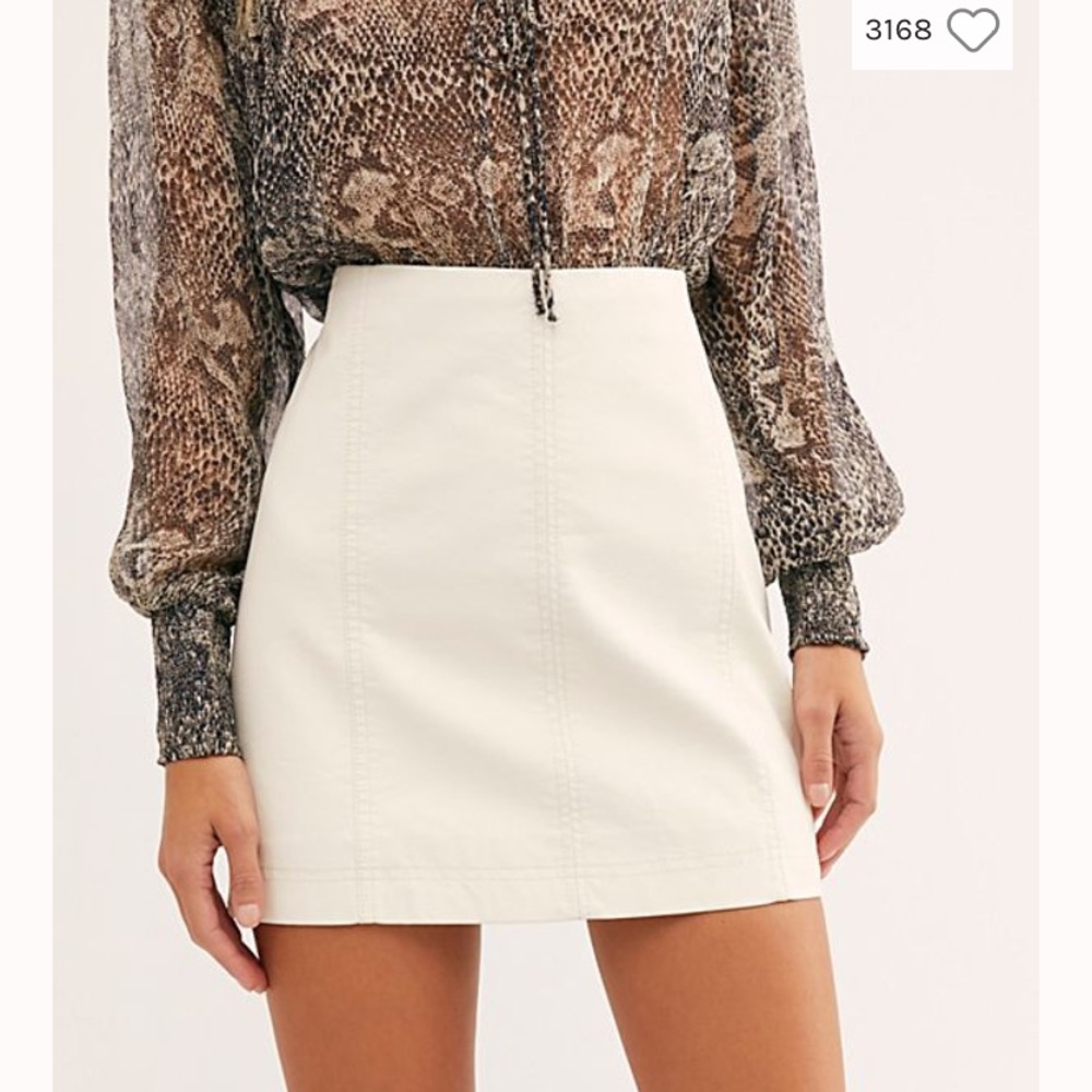 Free people white leather skirt